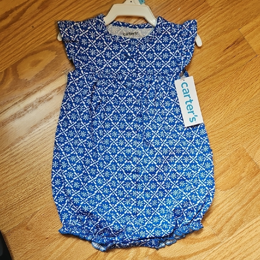 Carter's Blue Patterned Baby Romper